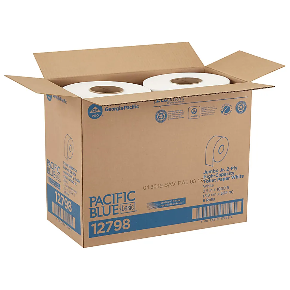 Pacific Blue Basic™ by GP PRO Jumbo Jr. 2-Ply High-Capacity Toilet Paper, Pack Of 8 Rolls