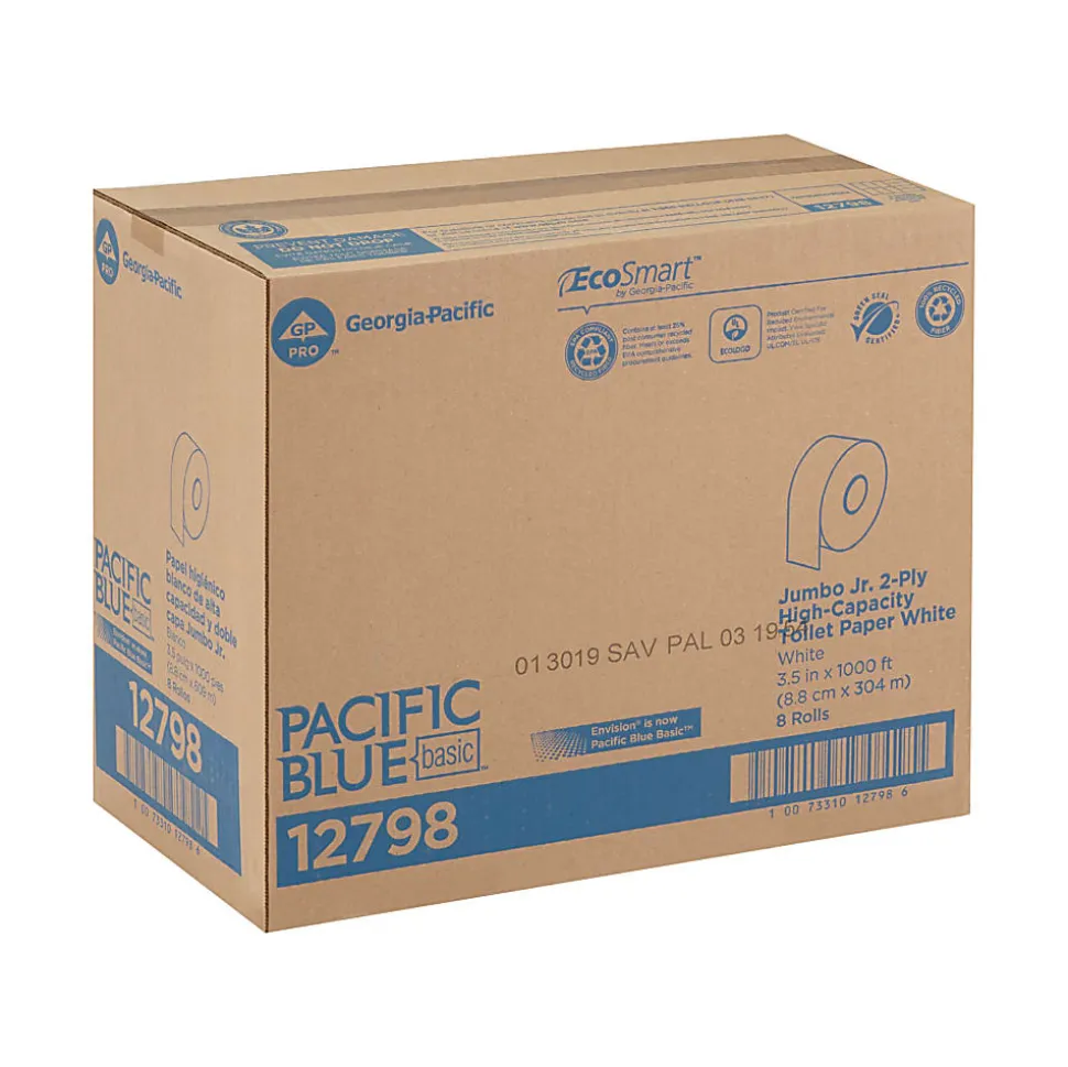 Pacific Blue Basic™ by GP PRO Jumbo Jr. 2-Ply High-Capacity Toilet Paper, Pack Of 8 Rolls