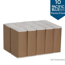 Pacific Blue Basic® by GP PRO, 1-Ply, C-Fold Paper Towels, 10.1" X 12.7", 100% Recycled, White, 240 Sheets per Pack, 10 Packs Per Case