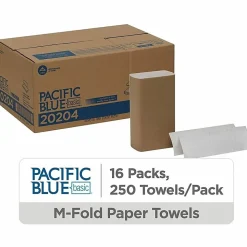 Pacific Blue Basic® by GP PRO, 1-Ply, Multifold Paper Towels, 9.2" X 9.4", White, 250 Sheets per Pack, 16 Packs Per Case