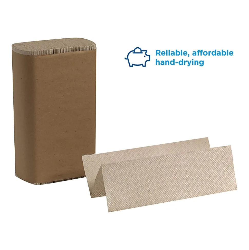 Pacific Blue Basic® by GP PRO, 1-Ply, Multifold Paper Towels, 9.2" X 9.4", 100% Recycled, Brown, 250 Sheets per Pack, 16 Packs Per Case