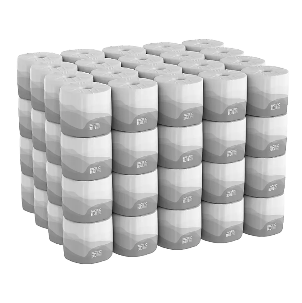 Pacific Blue Basic® by GP PRO, 2 Ply, Standard Roll Embossed Toilet Paper, 4x3.8, 100% Recycled, White, 550 Sheets, 80 Rolls per Case