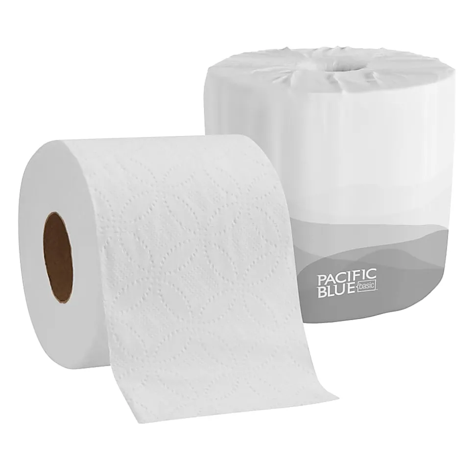 Pacific Blue Basic® by GP PRO, 2 Ply, Standard Roll Embossed Toilet Paper, 4x3.8, 100% Recycled, White, 550 Sheets, 80 Rolls per Case