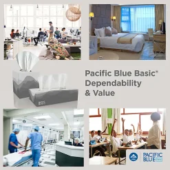 Pacific Blue Basic® 2-Ply Facial Tissues, Cube Box, White, 100% Recycled Fiber, 86 Tissues Per Box, 36 Boxes Per Case