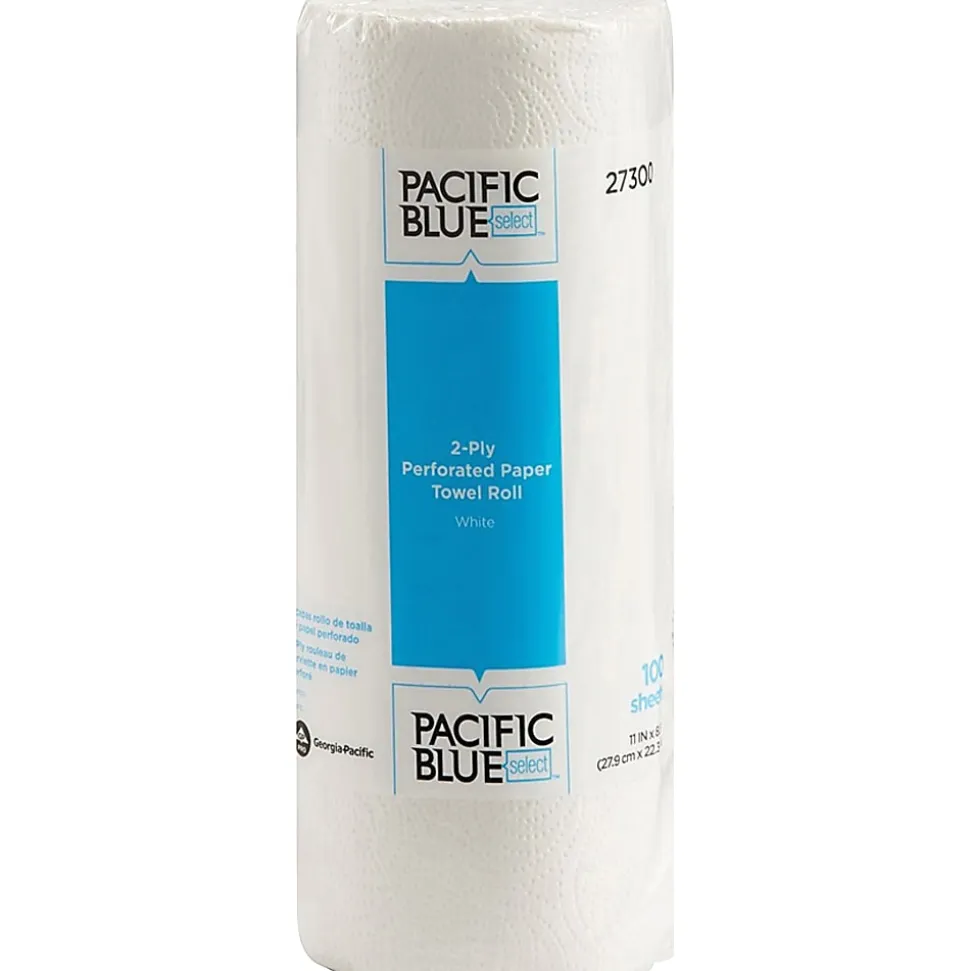 Pacific Blue Select® by GP PRO, 2-Ply, Perforated Paper Towels, White, 30 Rolls Per Case, 100 Sheets Per Roll