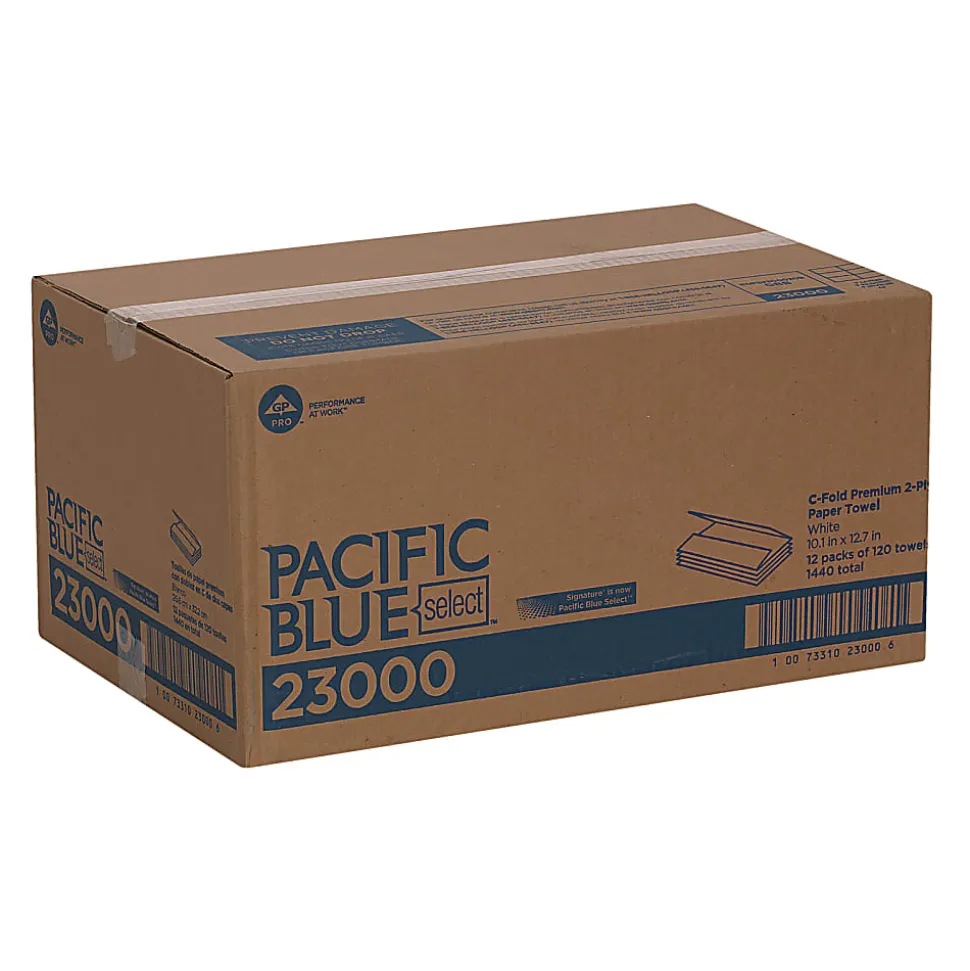 Pacific Blue Select® by GP PRO, 2-Ply, C-Fold Paper Towels, 10.1" X 12.7", White, 120 Sheets per Pack, 12 Packs Per Case