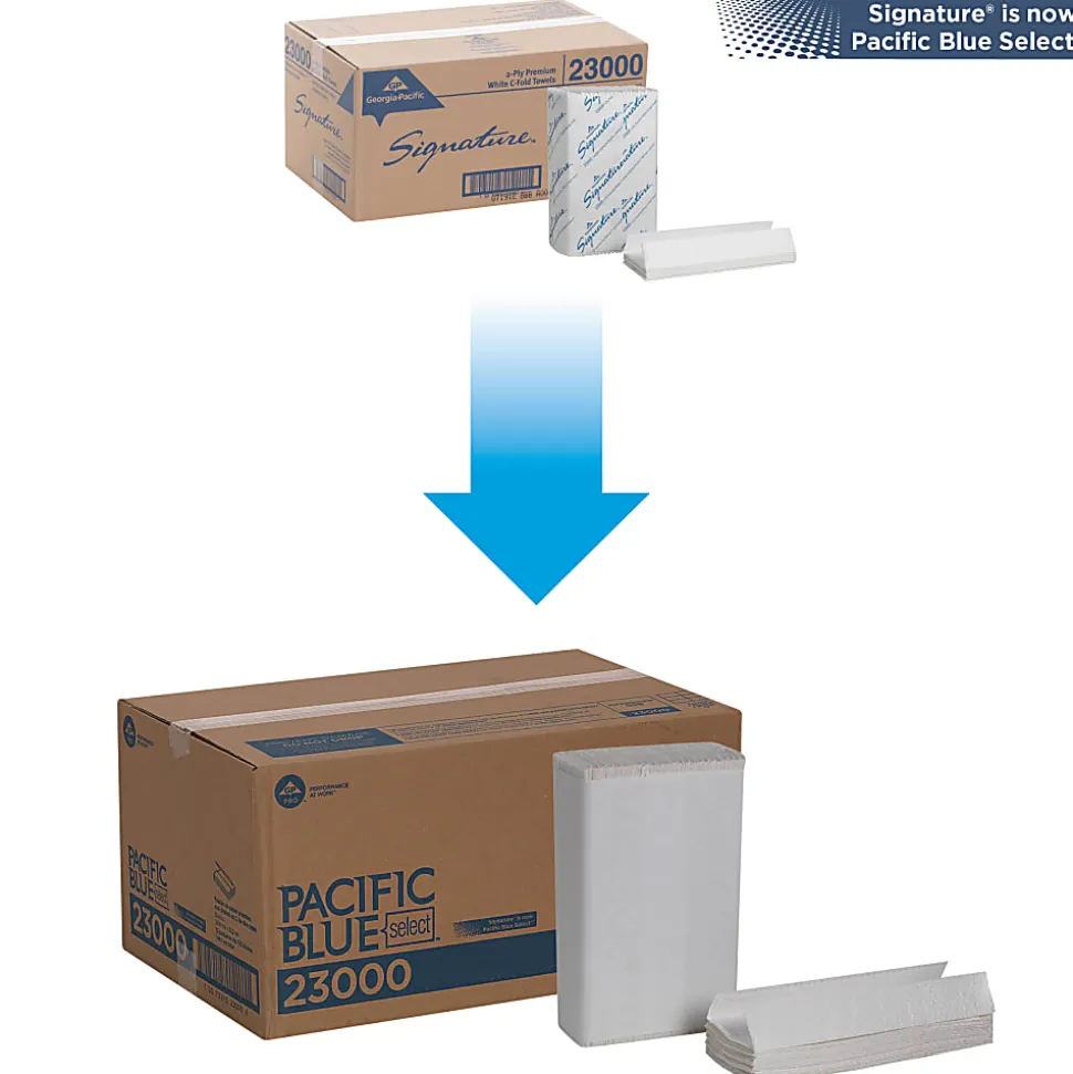 Pacific Blue Select® by GP PRO, 2-Ply, C-Fold Paper Towels, 10.1" X 12.7", White, 120 Sheets per Pack, 12 Packs Per Case