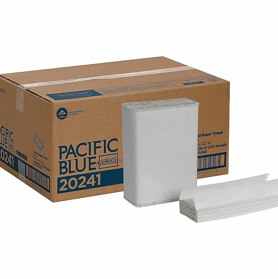 Pacific Blue Select® by GP PRO, 1-Ply, C-Fold Paper Towels, 10.1" X 12.7", White, 200 Sheets per Pack, 12 Packs Per Case
