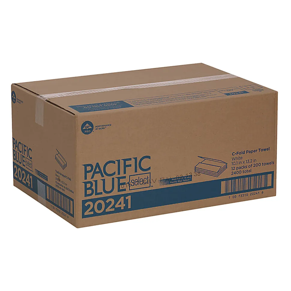 Pacific Blue Select® by GP PRO, 1-Ply, C-Fold Paper Towels, 10.1" X 12.7", White, 200 Sheets per Pack, 12 Packs Per Case