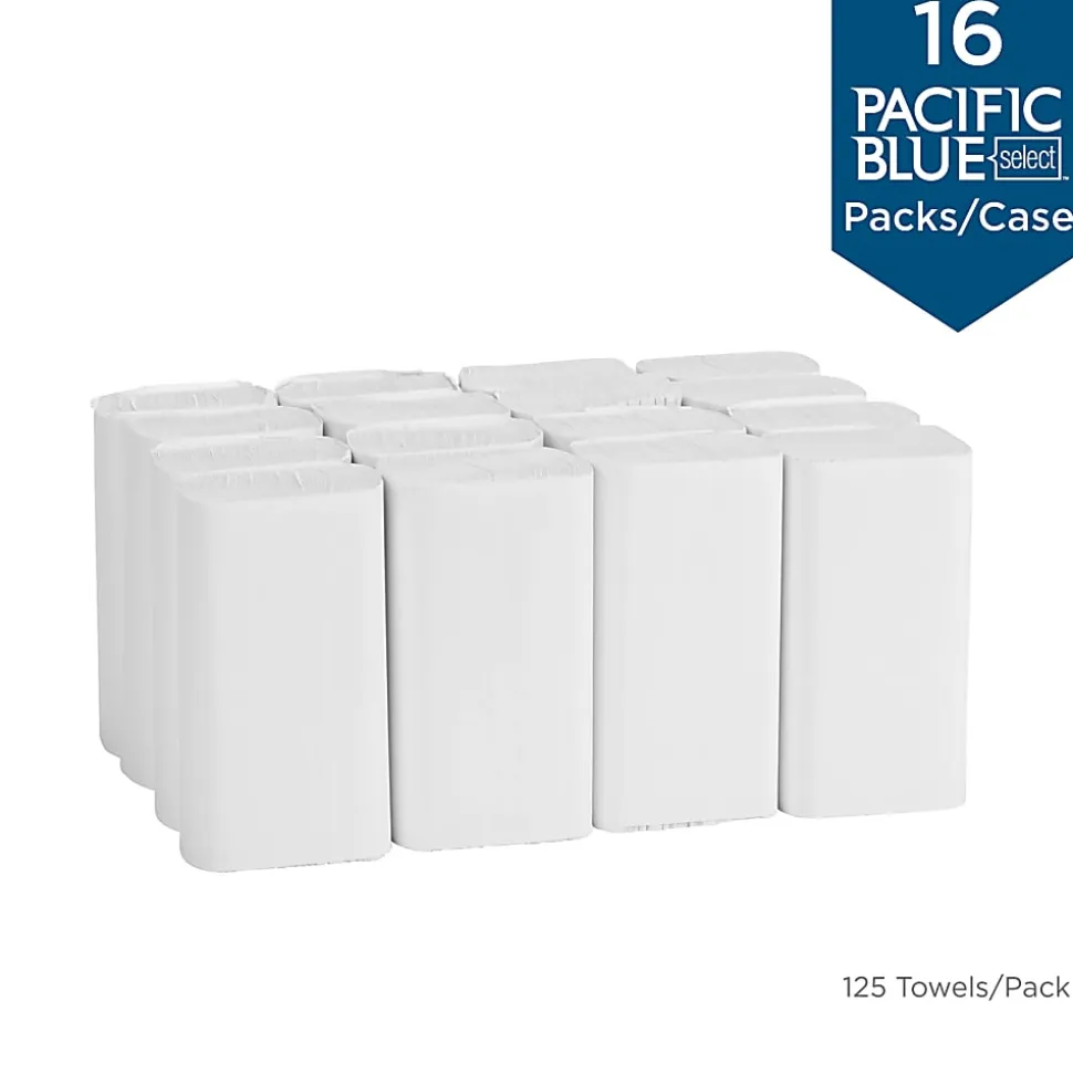 Pacific Blue Select® Premium Multi-Fold Paper Towels, 2-Ply, 9.2"Wx9.4"L, White, 2000 Count (125 Towels Per Pack, 16 Packs Per Case)