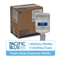 Pacific Blue Ultra® Antimicrobial Foam Hand Soap Refills for Manual Dispensers, Dye & Fragrance Free, 1200mL per Bottle, Case of 4 Bottles (4800 mL)