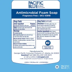 Pacific Blue Ultra® Antimicrobial Foam Hand Soap Refills for Manual Dispensers, Dye & Fragrance Free, 1200mL per Bottle, Case of 4 Bottles (4800 mL)