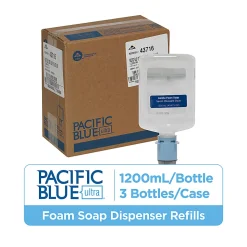 Pacific Blue Ultra® Gentle Foam Hand Soap Refills for Automated Dispensers, Dye & Fragrance Free, 1200 mL (40.58 Oz), 3 Bottles per Case