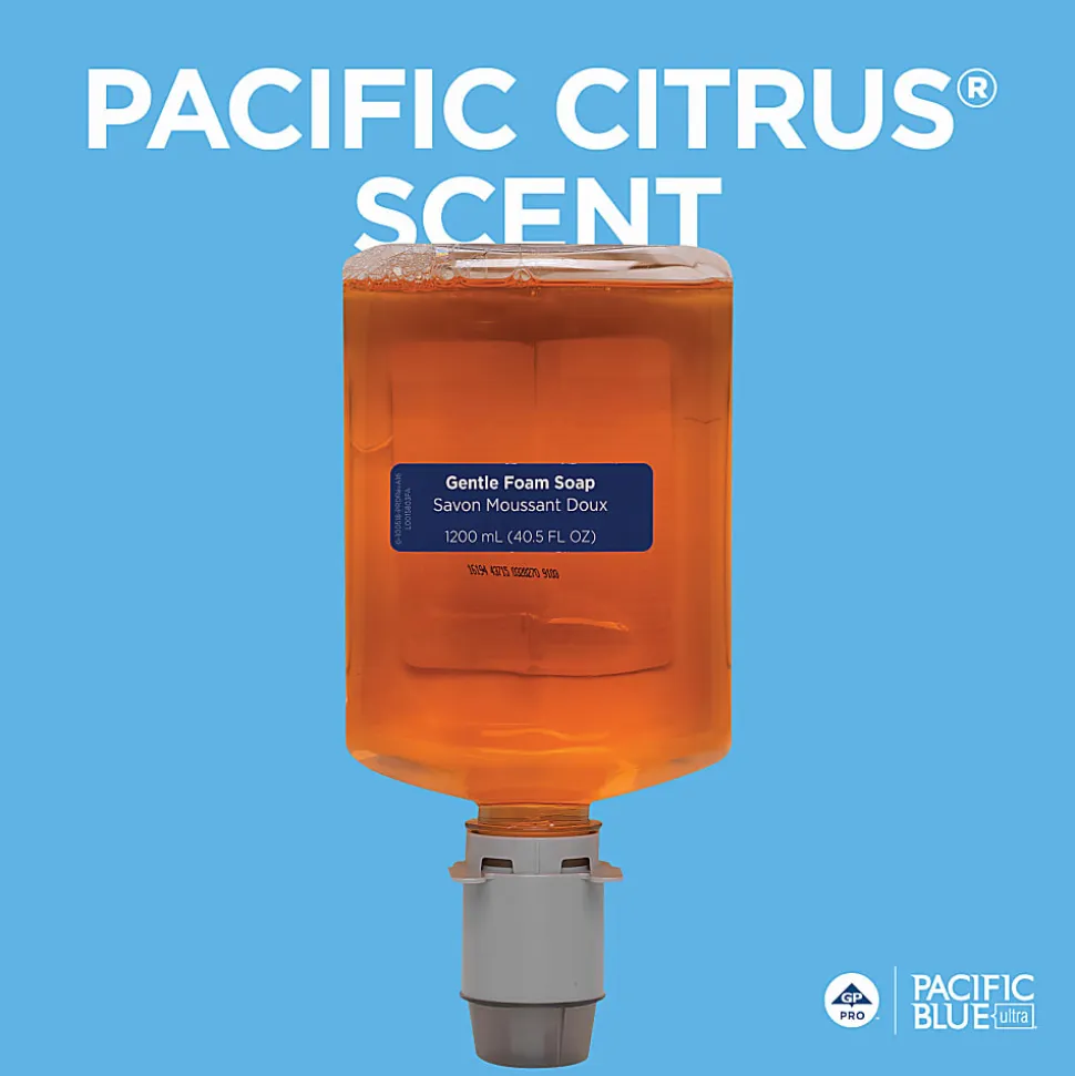 Pacific Blue Ultra® Gentle Foam Hand Soap Refills for Manual Dispensers, Pacific Citrus®, 1200 mL (40.58 Oz), 4 Bottles Per Case