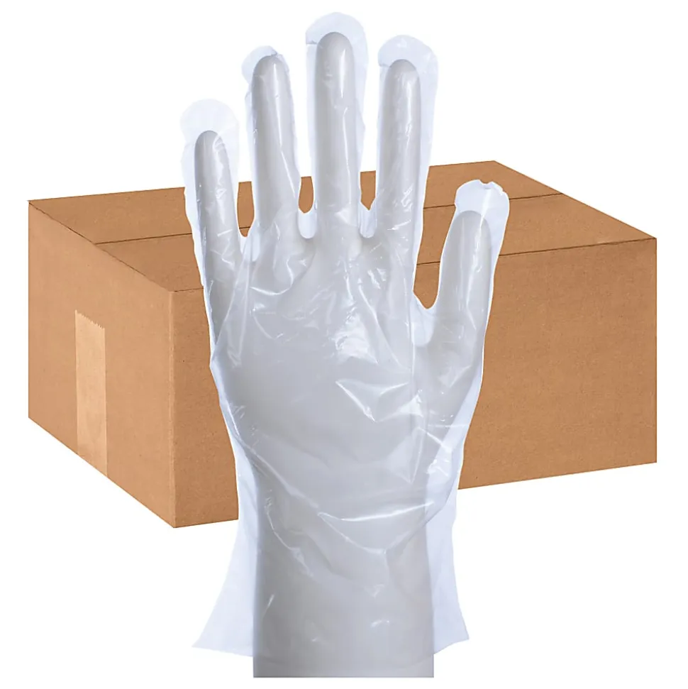 Packaging Dynamics Poly Gloves, Large, 100 Pairs Per Box, Case Of 10 Boxes