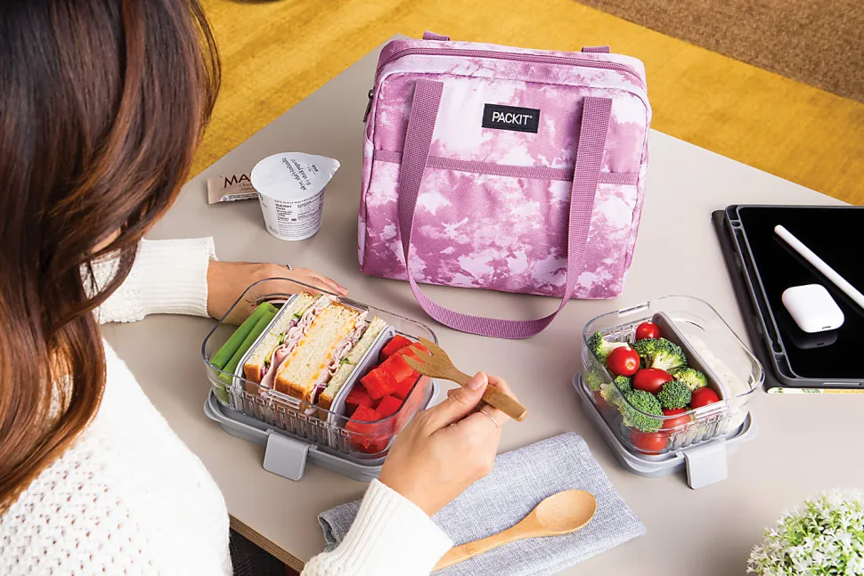 PackIt Freezable Hampton Lunch Bag, Mulberry Tie Dye