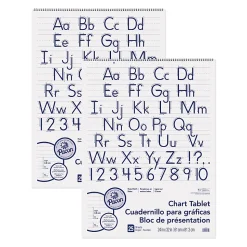 Pacon Chart Tablets, 24" x 32", 1-1/2" Ruled, 25 Sheets, Manuscript Cover, Pack Of 2 Tablets