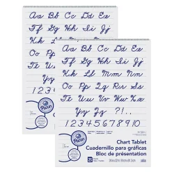 Pacon Chart Tablets, 24" x 32", 1" Ruled, 25 Sheets, Cursive Cover, Pack Of 2 Tablets
