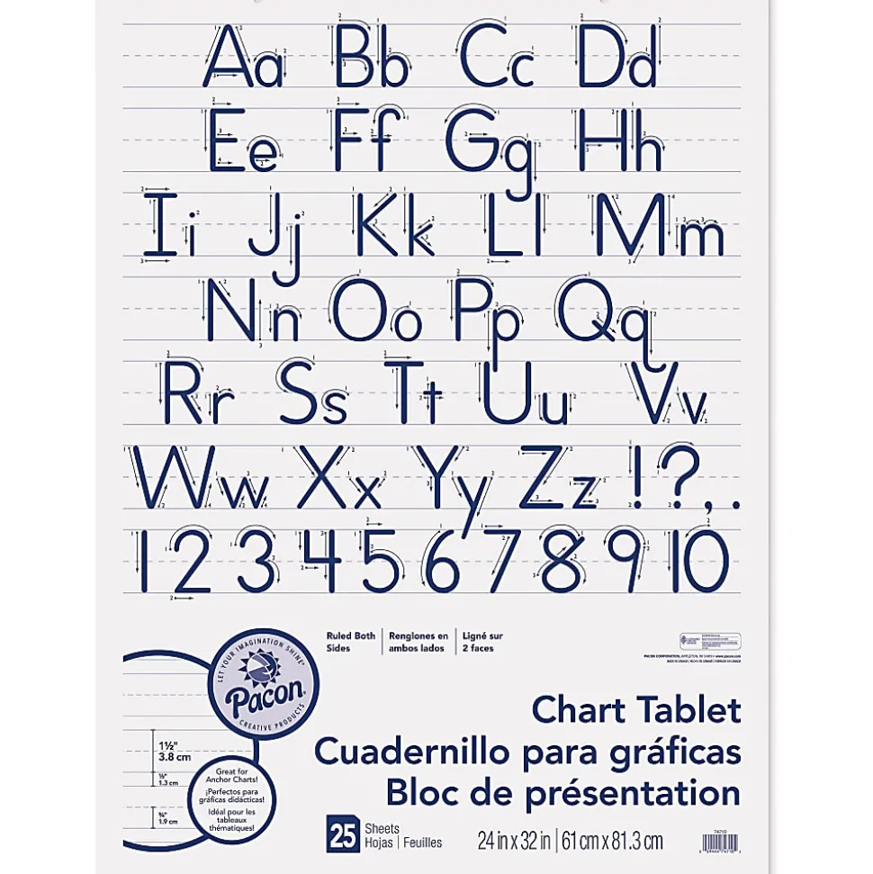Pacon® Chart Tablet, 24" x 32", 1 1/2" Ruled, 25 Sheets