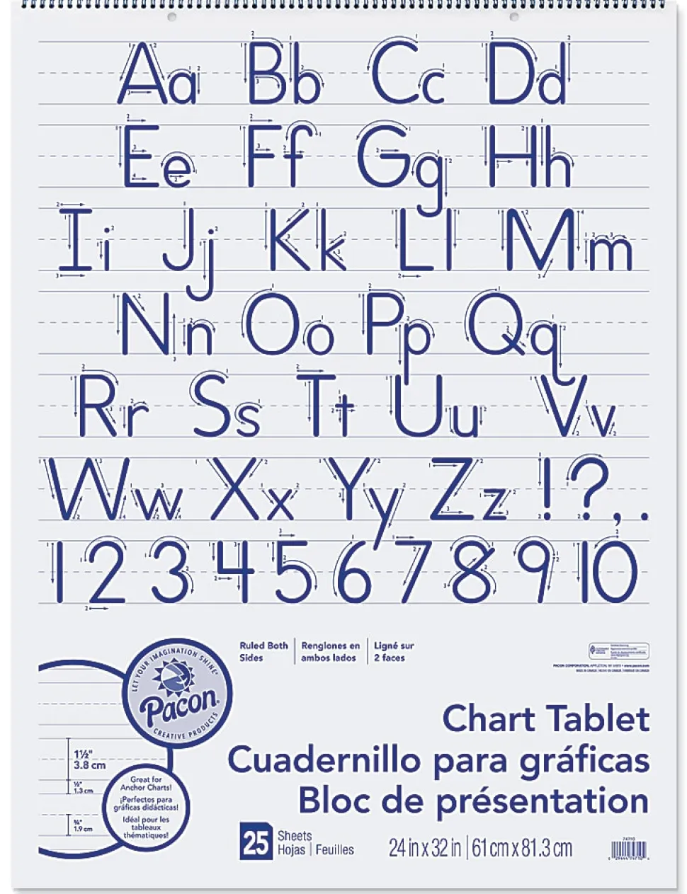 Pacon® Chart Tablet, 24" x 32", 1 1/2" Ruled, 25 Sheets