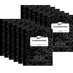 Pacon® Composition Books, 9-3/4" x 7-3/4", Wide Ruled, Black Marble, 60 Sheets, Pack Of 12 Books