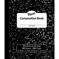 Pacon® Composition Books, 9-3/4" x 7-3/4", Wide Ruled, Black Marble, 60 Sheets, Pack Of 12 Books