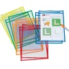 Pacon® Dry-Erase Pockets, 10" x 13-1/2", Assorted/Clear, Pack Of 10 Pockets