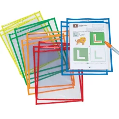 Pacon® Dry-Erase Pockets, 10" x 13-1/2", Assorted/Clear, Pack Of 10 Pockets