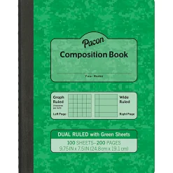 Pacon Dual Ruled Composition Books, 1/4” Grid And 3/8” (Wide) 9-3/4