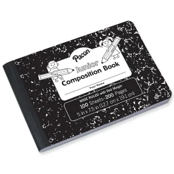 Pacon® Junior Composition Books, Wide Ruled, 5" x 7-1/2", Black Marble, 100 Sheets, Pack Of 12 Books