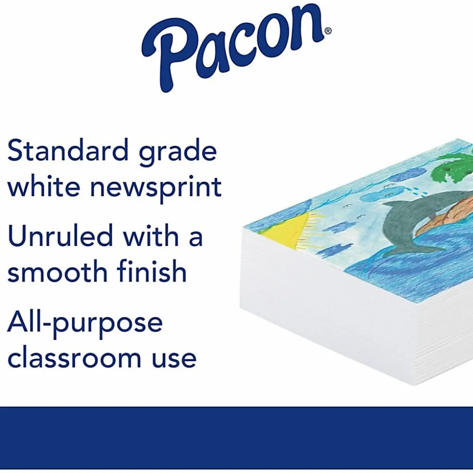 Pacon® Plain White Newsprint Paper, 18" x 24", Pack Of 500 Sheets