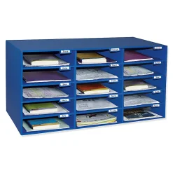 Pacon® 70% Recycled Mailbox Storage Unit, 15 Slots, Blue