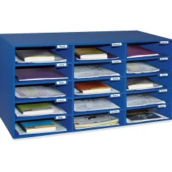 Pacon® 70% Recycled Mailbox Storage Unit, 15 Slots, Blue