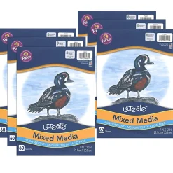 Pacon® UCreate Mixed Media Art Paper, Heavyweight, 9" x 12", White, 60 Sheets Per Pack, Set Of 6 Packs