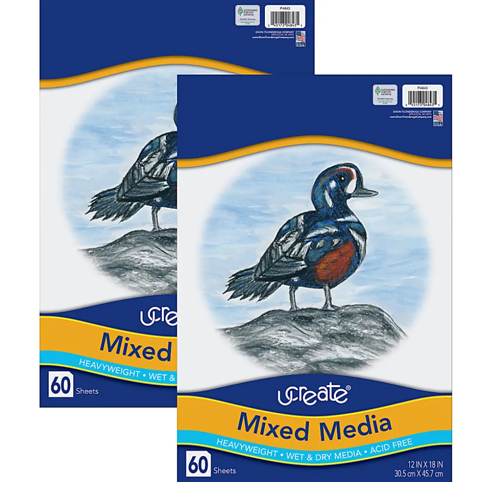 Pacon® UCreate Mixed Media Art Paper, Heavyweight, 12" x 18", 60 Sheets Per Pack, Set Of 2 Packs