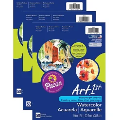 Pacon® UCreate Watercolor Paper, 9" x 12", White, 50 Sheets Per Pack, Set Of 3 Packs