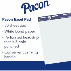 Pacon Unruled Easel Pads - 50 Sheets - Plain - Stapled/Glued - Unruled Front Ruling - 27