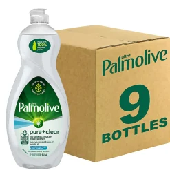 Palmolive Ultra Pure + Clear Liquid Dish Soap, Fragrance Free, 32.5 Oz, Carton Of 9 Bottles