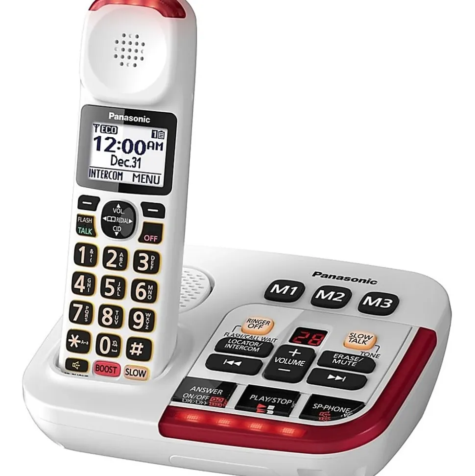 Panasonic® Amplified Cordless Phone With Answering Machine, White, KX-TGM420W