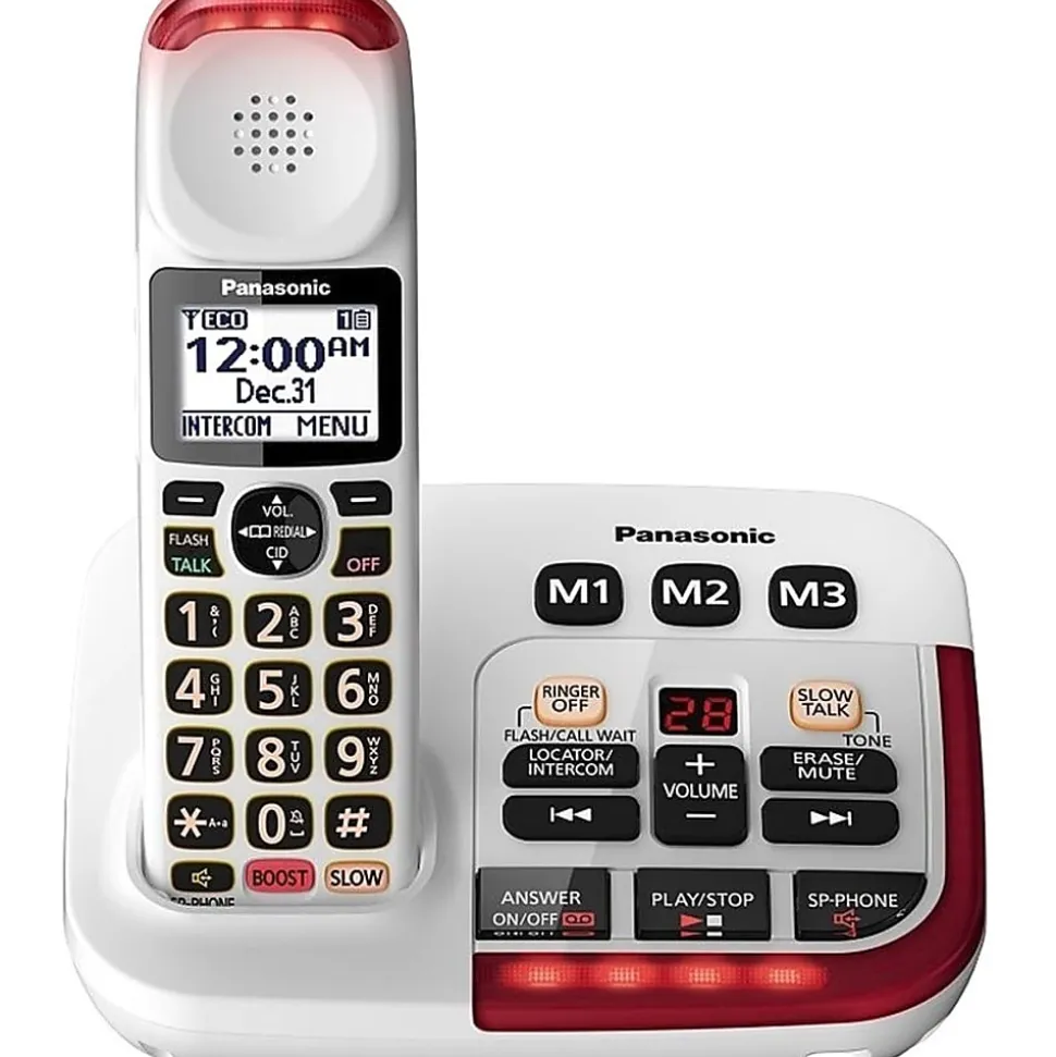 Panasonic® Amplified Cordless Phone With Answering Machine, White, KX-TGM420W