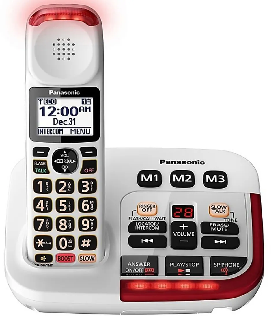 Panasonic® Amplified Cordless Phone With Answering Machine, White, KX-TGM420W