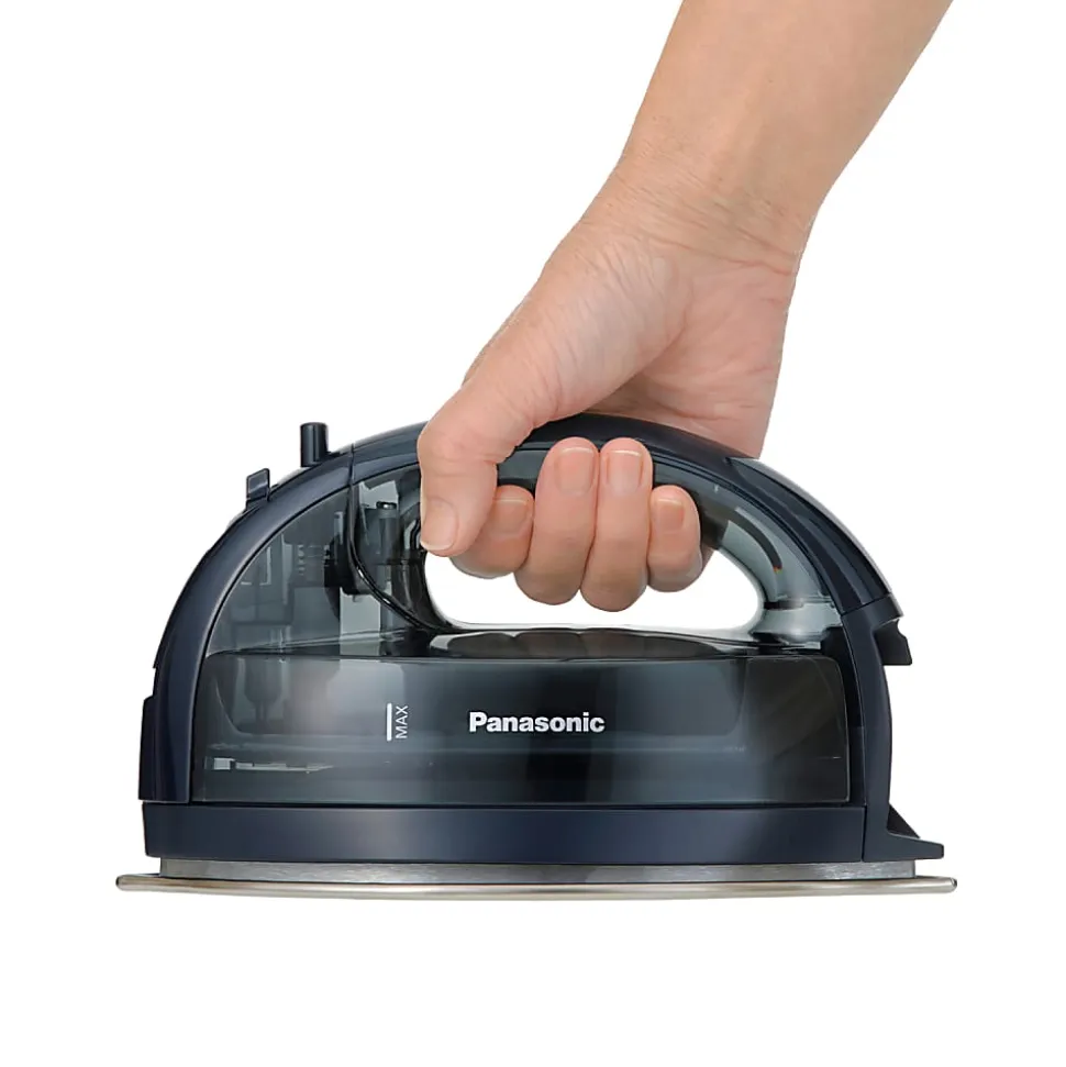 Panasonic® Cordless Dry & Steam Iron With Wide Stainless-Steel Soleplate, Power Heating Base And Retractable Cord, Black