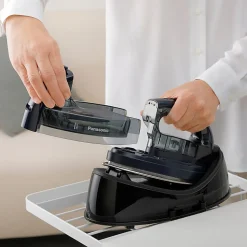 Panasonic® Cordless Dry & Steam Iron With Wide Stainless-Steel Soleplate, Power Heating Base And Retractable Cord, Black