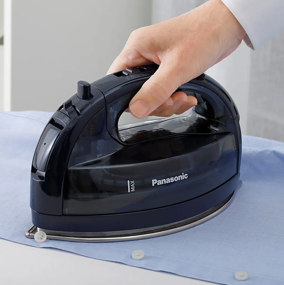 Panasonic® Cordless Dry & Steam Iron With Wide Stainless-Steel Soleplate, Power Heating Base And Retractable Cord, Black