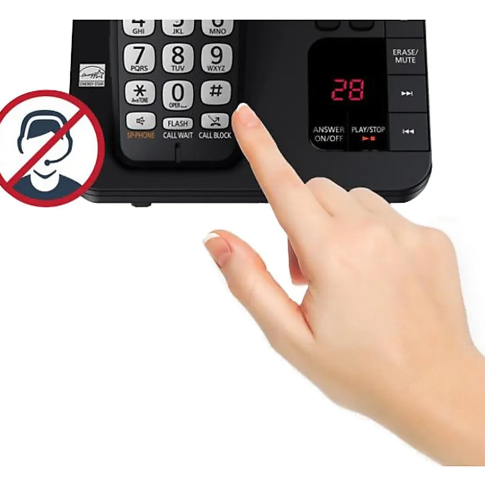 Panasonic® DECT 6.0 Expandable 3-Handset Digital Cordless Phone System With Digital Answering Machine, KX-TGE433B