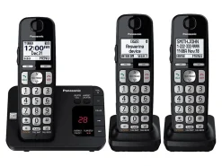 Panasonic® DECT 6.0 Expandable 3-Handset Digital Cordless Phone System With Digital Answering Machine, KX-TGE433B