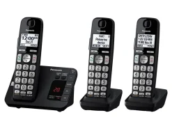 Panasonic® DECT 6.0 Expandable 3-Handset Digital Cordless Phone System With Digital Answering Machine, KX-TGE433B