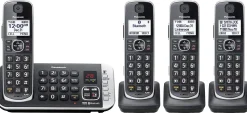 Panasonic® Link2Cell Bluetooth® DECT 6.0 Expandable Cordless Phone System With Digital Answering System, KX-TGE674B