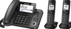 Panasonic® Link2Cell Bluetooth® DECT 6.0 Phone System And Answering Machine With 1 Corded And 2 Cordless Handsets, KX-TGF382M