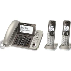 Panasonic® Link2Cell Bluetooth® DECT 6.0 Phone System And Answering Machine With 1 Corded And 2 Cordless Handsets, KX-TGF382M